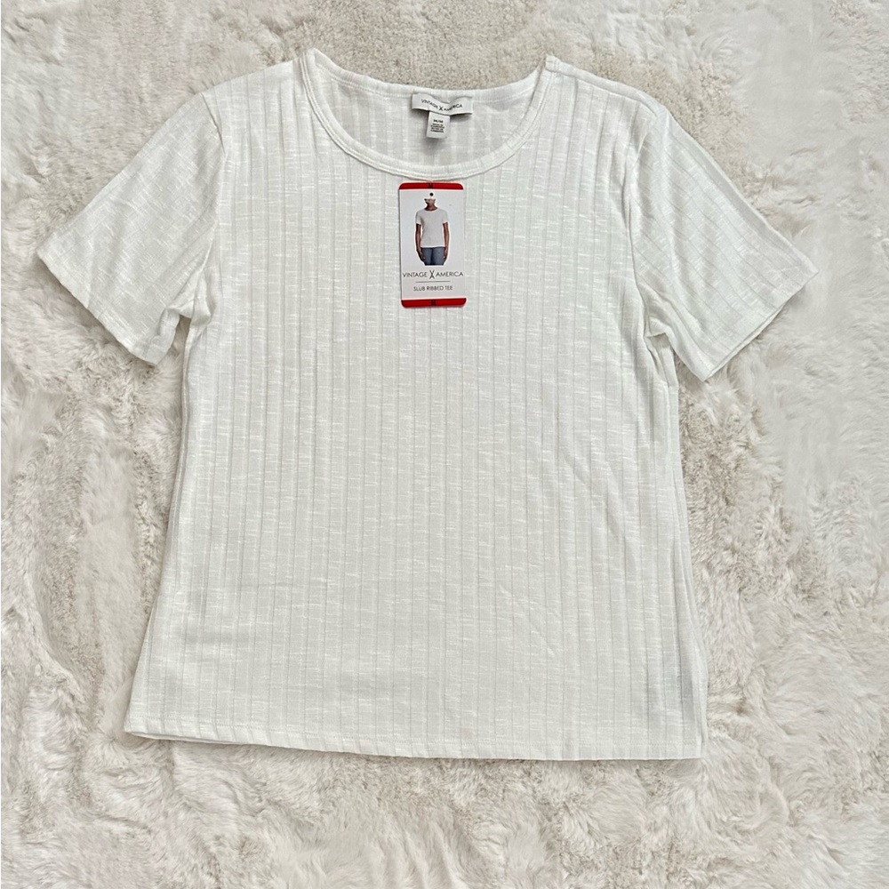 Vintage America Ladies' Slub Ribbed Tee, Size M - Picture 4 of 5